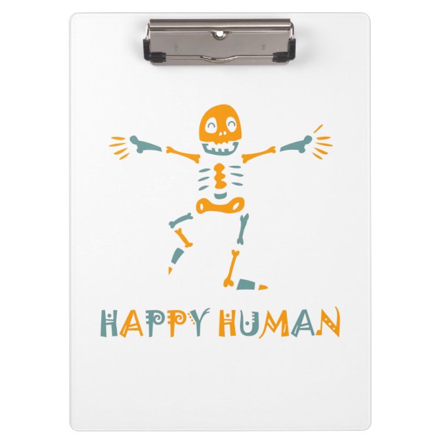 Happy human skeleton clipboard (Front)