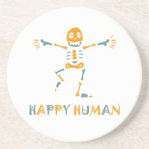 Happy human skeleton coaster