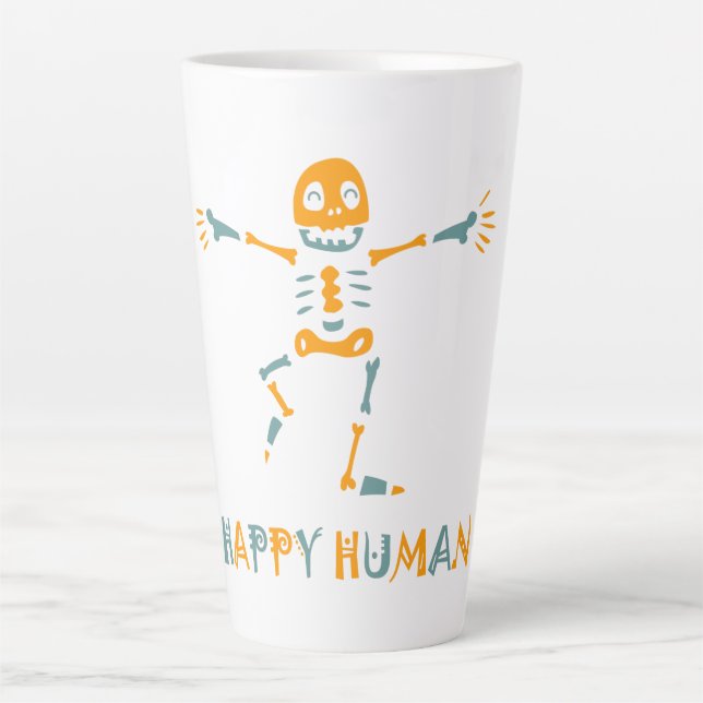 Happy human skeleton latte mug (Front)