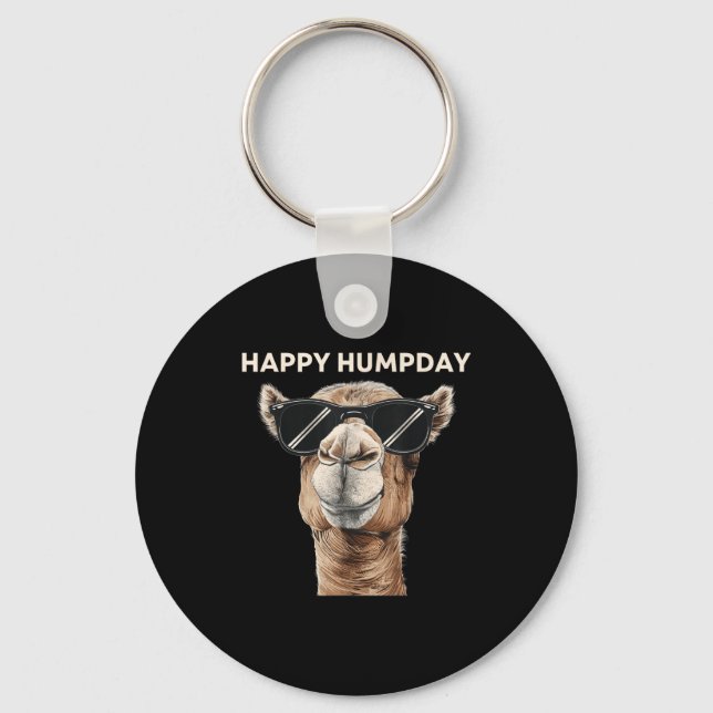 Happy Hump Day Camel Funny Midweek Motivational Qu Key Ring (Front)