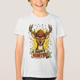 Happy hunting celebration deer fun festive huntin Tri-Blend shirt