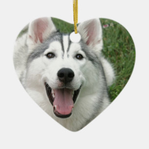 Happy Husky Ceramic Tree Decoration