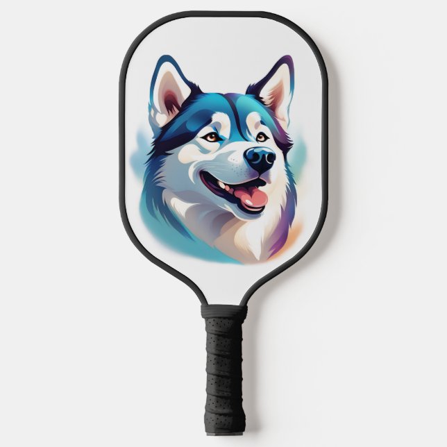 Happy Husky Dog Pet Pickleball Paddle (Front)