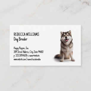 Happy Husky Sitting Animals Business Card