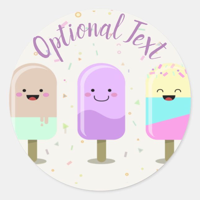 Happy Ice Cream Smiling Bars & Popsicles Classic Round Sticker (Front)