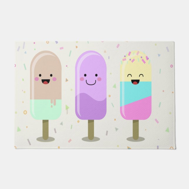 Happy Ice Cream Smiling Bars & Popsicles Doormat (Front)