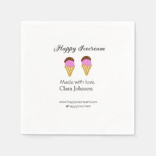 Happy Icecream add name website social media Napkin