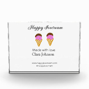 Happy Icecream add name website social media  Photo Block