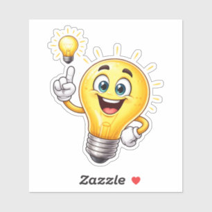 Happy Idea Light Bulb Custom-Cut Vinyl Sticker