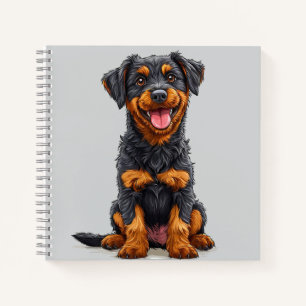 Happy Illustration of a Black and Tan Dog Notebook