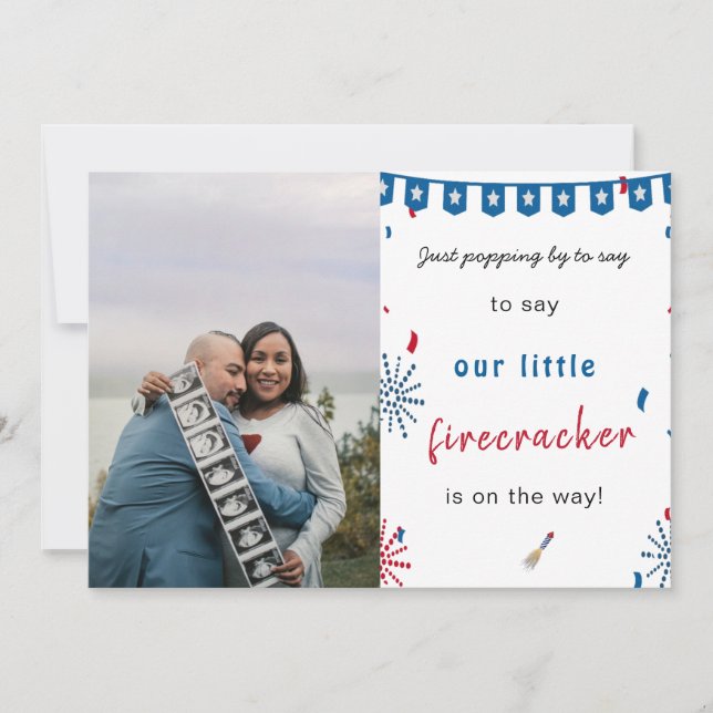 Happy independence 4th july baby pregnancy photo announcement (Front)