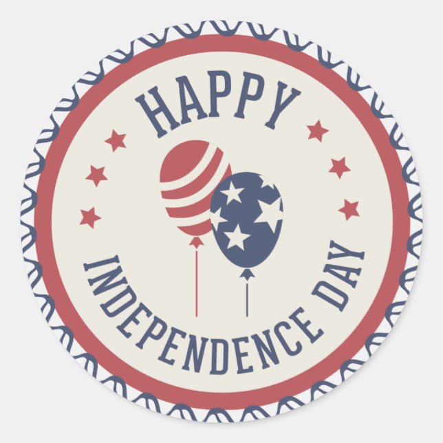 Happy Independence Day 4th Of July 3 Classic Round Sticker (Front)