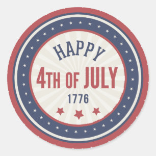 Happy Independence Day 4th Of July Classic Round Sticker