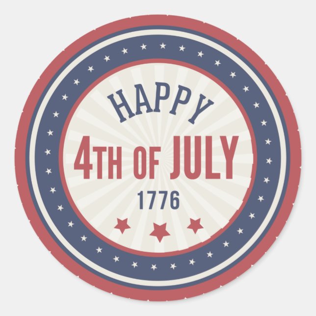 Happy Independence Day 4th Of July Classic Round Sticker (Front)