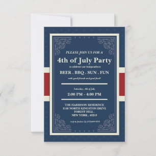 Happy Independence Day 4th of July  Invitation