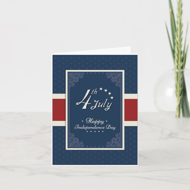 Happy Independence Day America 1776 Blue Holiday Card (Front)