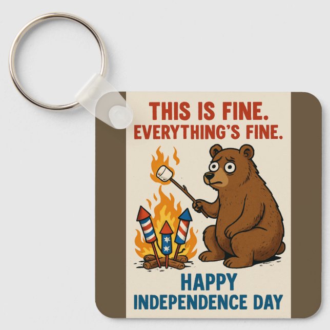 Happy Independence Day Bear  Key Ring (Front)