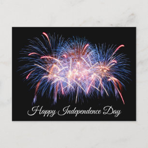 Happy Independence Day Colourful Fireworks Display Postcard