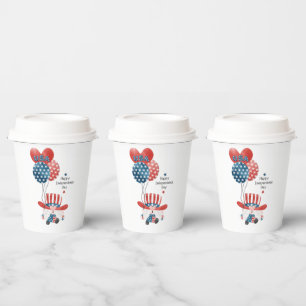 Happy Independence Day Cute Patriotic Gnome Paper Cups