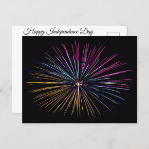 Happy Independence Day Fireworks Display Colourful Postcard
