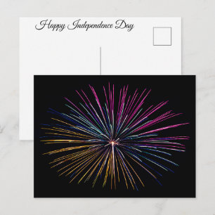 Happy Independence Day Fireworks Display Colourful Postcard
