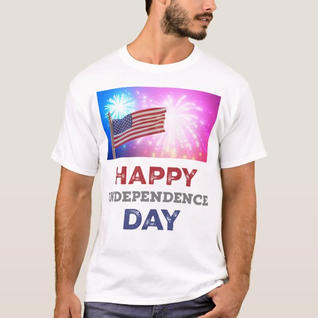 Happy Independence Day Fireworks T-Shirt (Front)