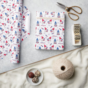 Happy Independence Day Gnome Fireworks July 4th US Wrapping Paper