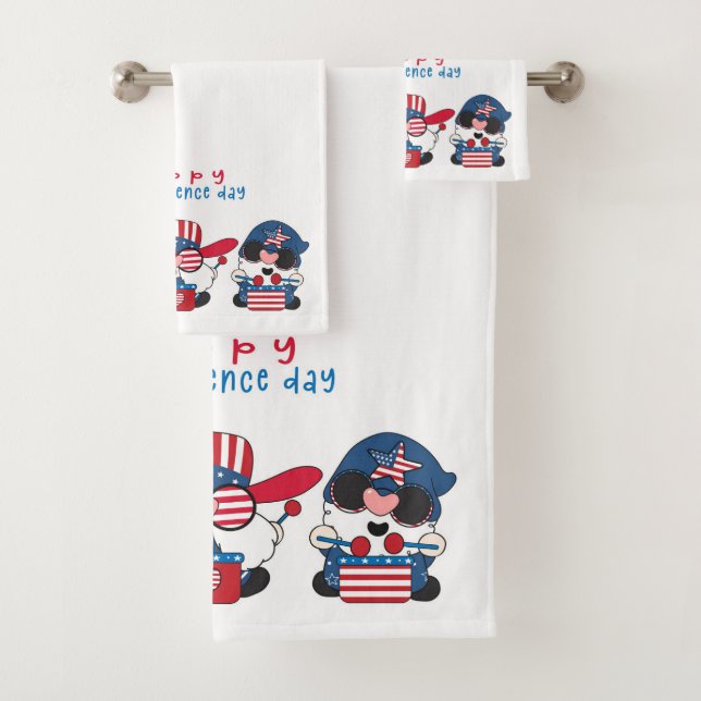Happy Independence Day Gnomes Bath Towel Set (Insitu)
