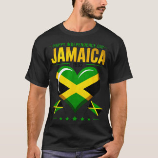 Happy Independence Day Jamaica 1962 Heart Flag T-Shirt