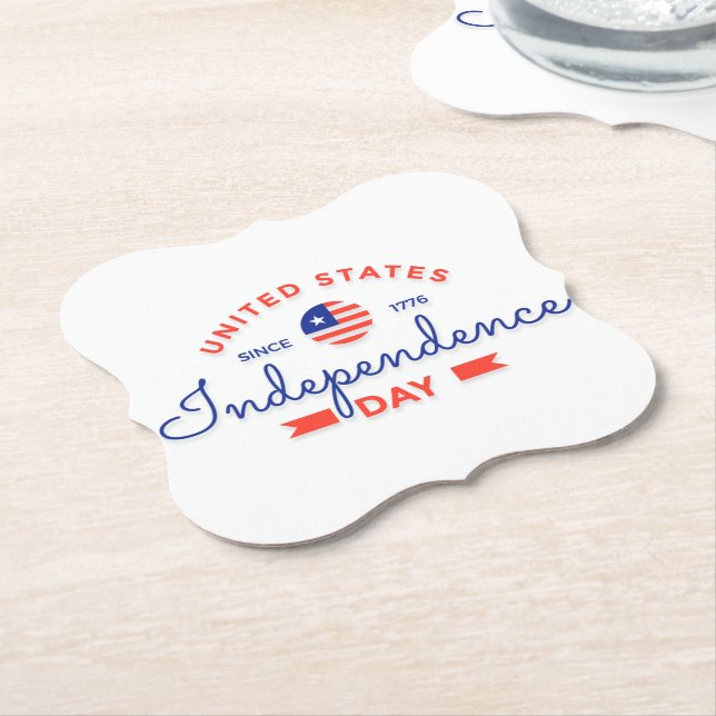 Happy Independence Day Paper Coaster (Angled)