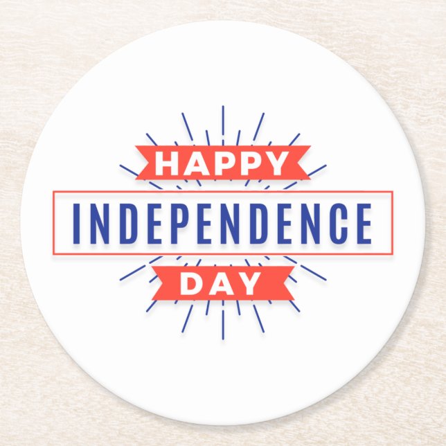 Happy Independence Day Paper Coaster (Front)