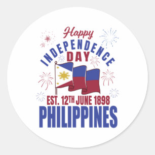 Happy Independence Day Philippines Pinoy Filipino  Classic Round Sticker