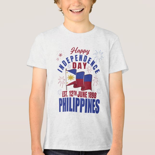 Happy Independence Day Philippines Pinoy Filipino  Tri-Blend Shirt (Front)