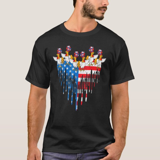Happy Independence Day Pride American Flag Chicken T-Shirt (Front)