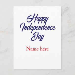 happy independence day red blue name american day postcard