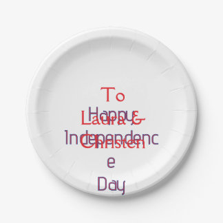 happy independence day red blue name date simple paper plate