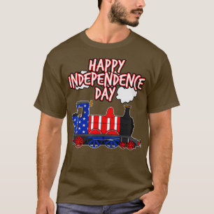Happy Independence Day Train American Flag USA T-Shirt