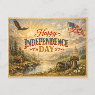 Happy Independence Day Transcendental Americana Holiday Postcard
