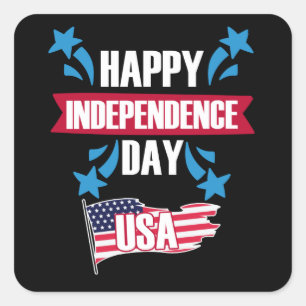 HAPPY INDEPENDENCE DAY USA SQUARE STICKER
