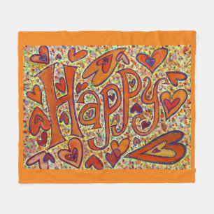 Happy Inspirational Custom Fleece Throw Blanket