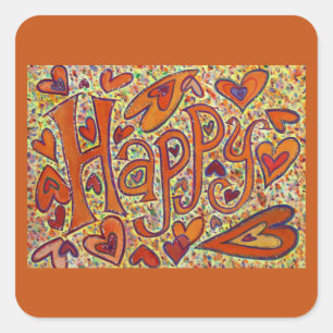 Happy Inspirational Word Art Decal Stickers 