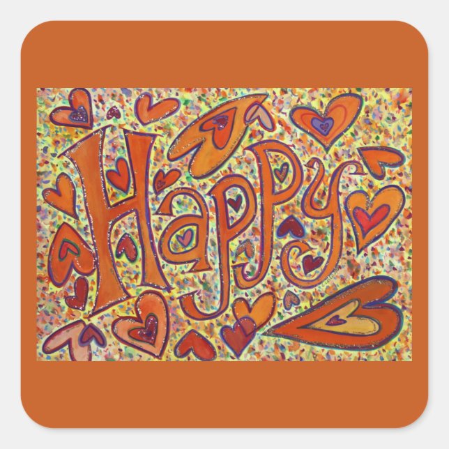 Happy Inspirational Word Art Decal Stickers  (Front)