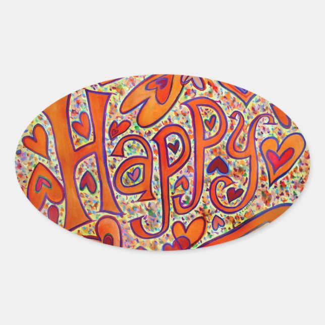 Happy Inspirational Word Art Sticker Decals  (Front)