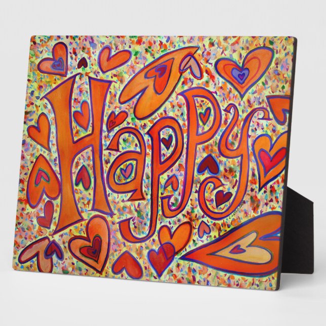 Happy Inspirational Word Painting Poem Plaque (Side)