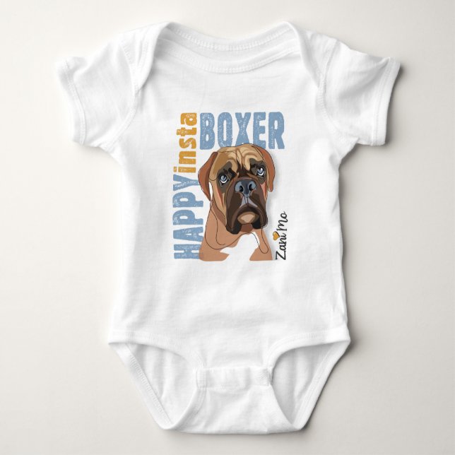 Happy Insta Boxer - Zani Mo Dog Baby Bodysuit (Front)