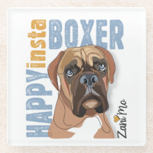 Happy Insta Boxer - Zani Mo Dog Glass Coaster