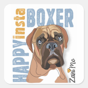 Happy Insta Boxer - Zani Mo Dog Square Sticker