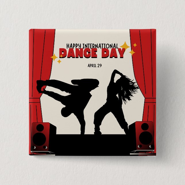 Happy International Dance Day | World Dance Day 15 Cm Square Badge (Front)