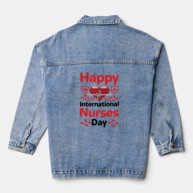happy international nurses day denim jacket (Back)