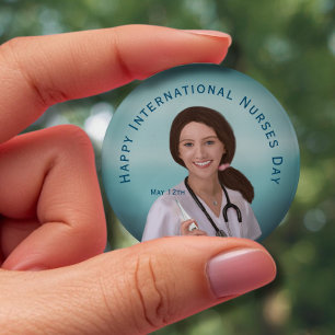 Happy International Nurses Day with Nurse 10 Cm Round Badge